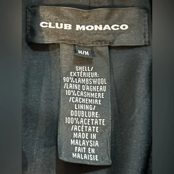 Club Monaco Black Lambswool and Cashmere Coat. Size M. EUC - Picture 5 of 15